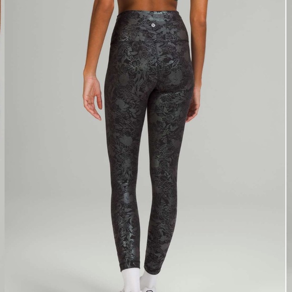 lululemon athletica Pants - Lululemon Wunder Train High-Rise Tights Flourish Black Iridescent Foil Size 2
